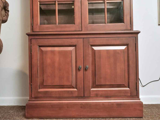 Ethan Allen Cherry 2 Glass Door 3 Shelf 2 Door  Display Cabinet