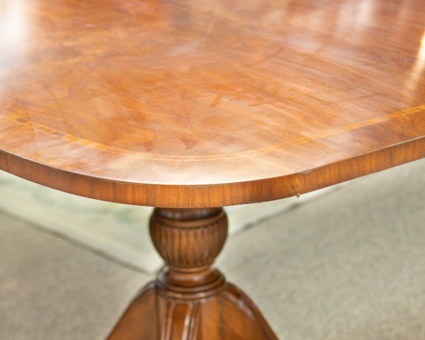 Stuart Swan Federal Style Double Pedestal Base Burl Wood Dining Table
