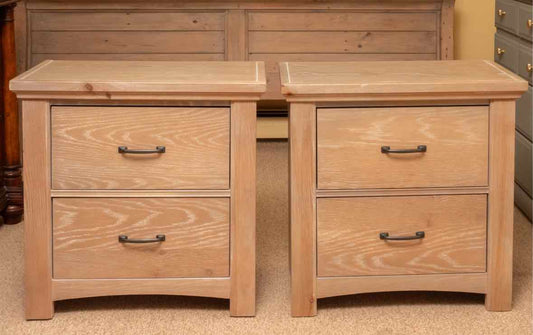 Pair Of Vaughan Bassett Driftwood Oak Finish 2 Drawer  Nightstands