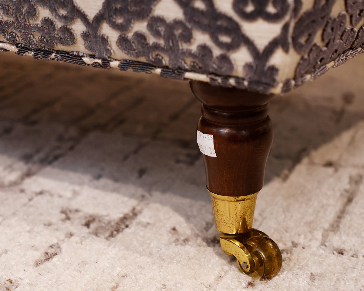 Rectangular Storage Ottoman on Spindel Wood Casters