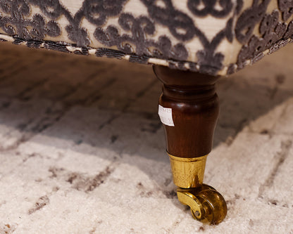 Rectangular Storage Ottoman on Spindel Wood Casters