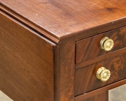 Flame Mahogany Two Drawer Drop Leaf Side Table