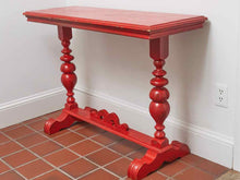 Distressed Red Finish Turned Legs Console