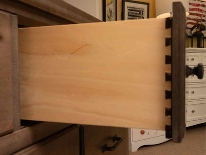 Solid American Maple 7 Drawer Dresser in Distressed Gray Finish