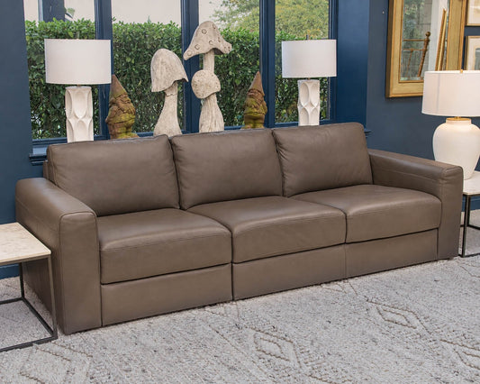 Bloomingdales Grey Leather 3 Cushion Sofa