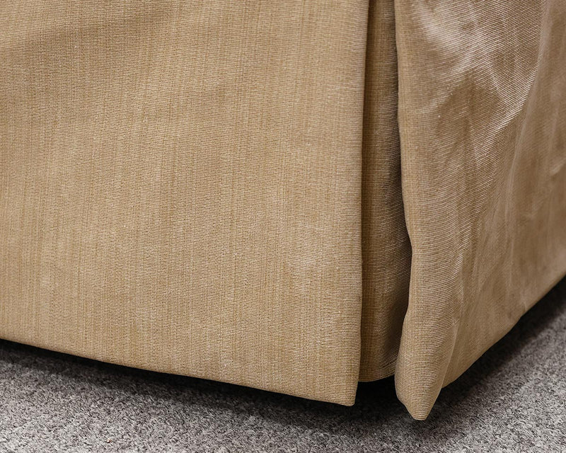 Bernhardt 90" Skirted Bench Cushion Sofa in Sand Strie Velvet