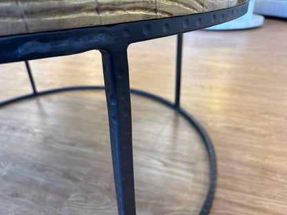Diamond Engraved Brass Top Cocktail Table