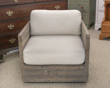 West Elm Emmerson Reclaimed Wood Kids Swivel Chair with Cream Chenille Cushions
