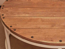 Walnut Plank Top Cocktail Table with White Finish Metal Base