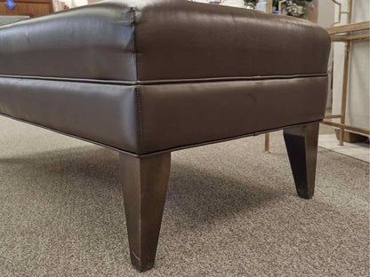 Bonded Leather Ottoman with Tuffted Button Top