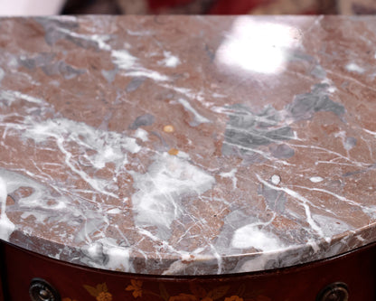 Antique Small Demi Lune Stone Top Accent Table