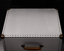 Pair of Restoration Hardware Aluminum Wrapped Nightstands