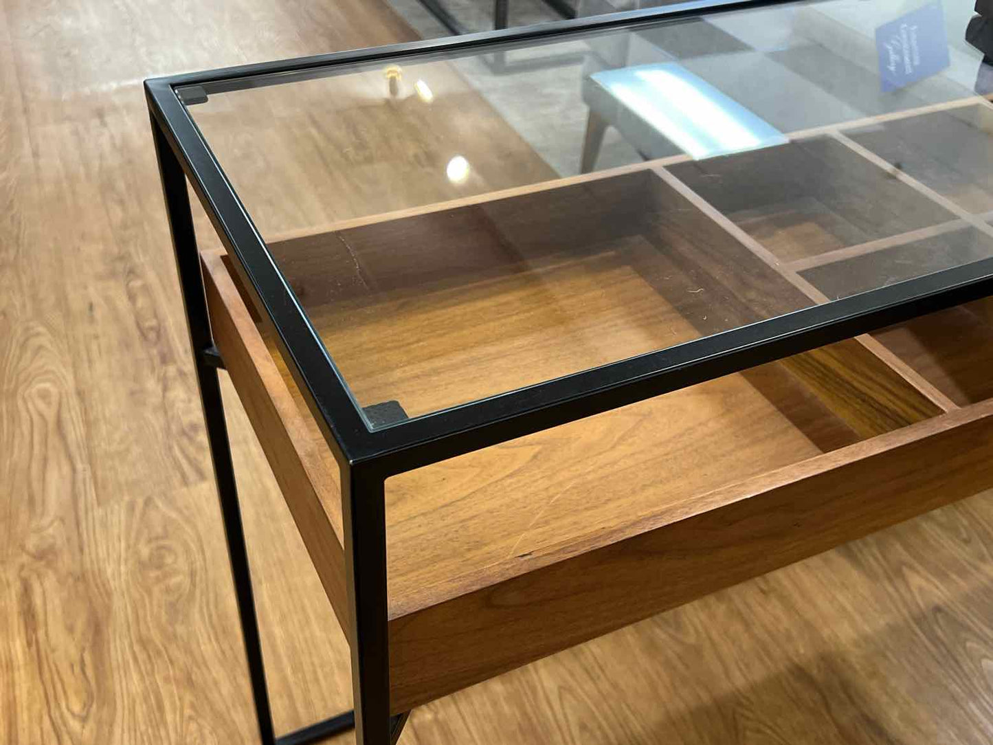 Glass Top Console w/ Wood Interior