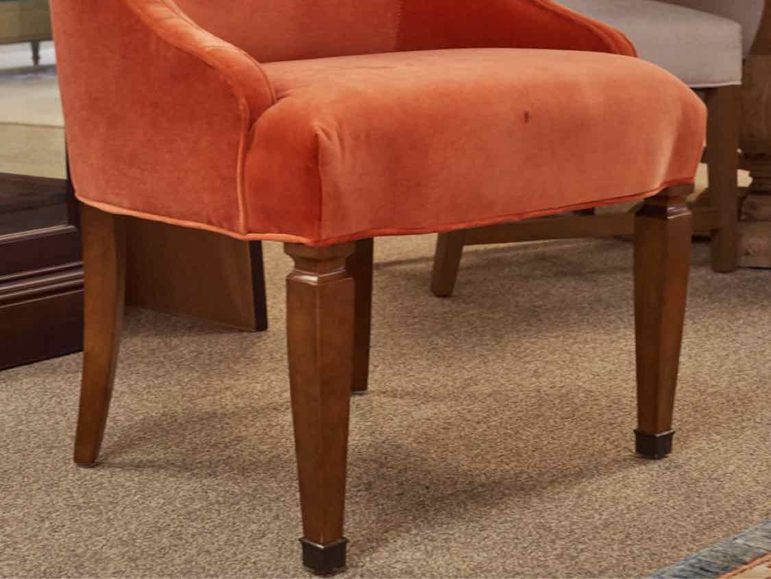 Pair of Host & Hostess Dark Coral Performance Velvet Dining Chairs