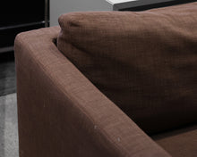 RH Shelter Arm Bench Seat 8' Sofa in Brown Belgian Linen