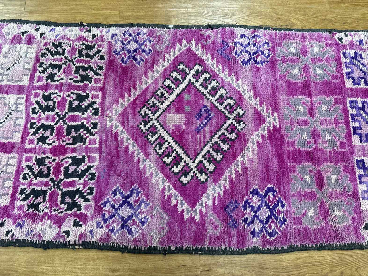 Purple Runner Rug with Tribal Motif