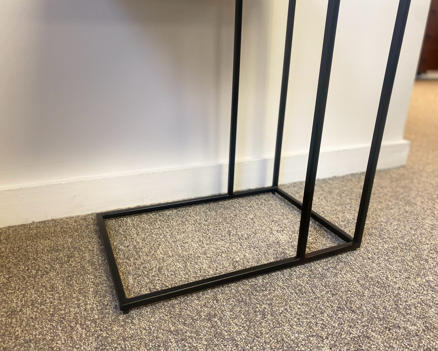 White Marble Top & Black Metal Side Table