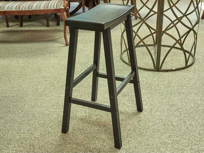 Pair of Black Finsh Saddle Seat Bar Stools