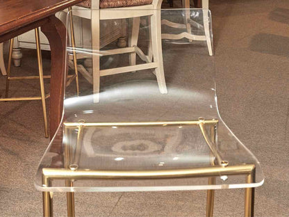 Pair of   Acrylic Counter Stools with Gold Metal Base