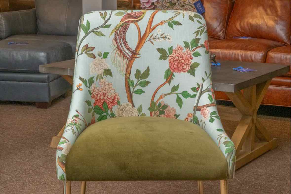 Set of (8) Anthropologie'Havenview ' Elowen Teal Floral  Dining Chairs