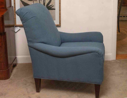 Rowe Royal Blue Upholstered Chair With Espresso Legs