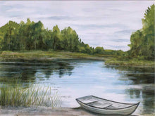 "Serenity 1 Peaceful Landscape" Matted Print in Silver Beaded Frame