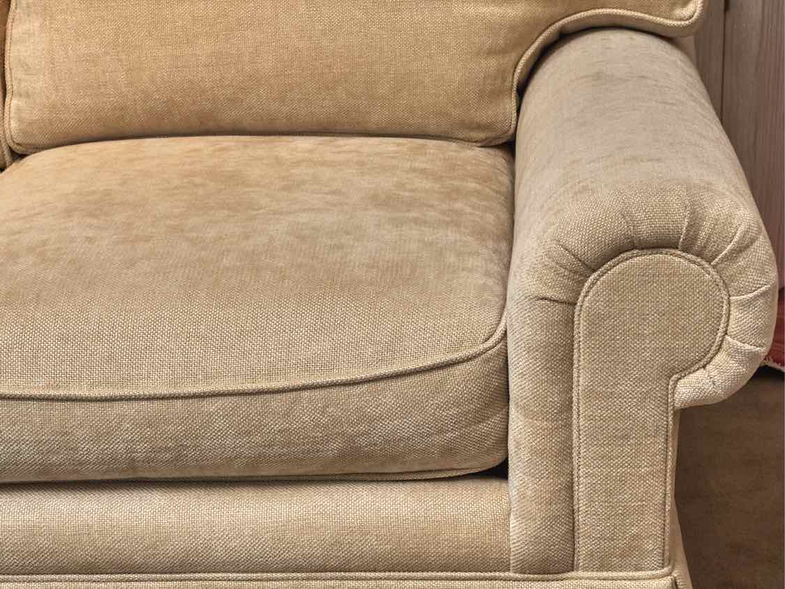 EJ Victor  Beige  Chenille Blend Upholstered 3 Cusion Sofa