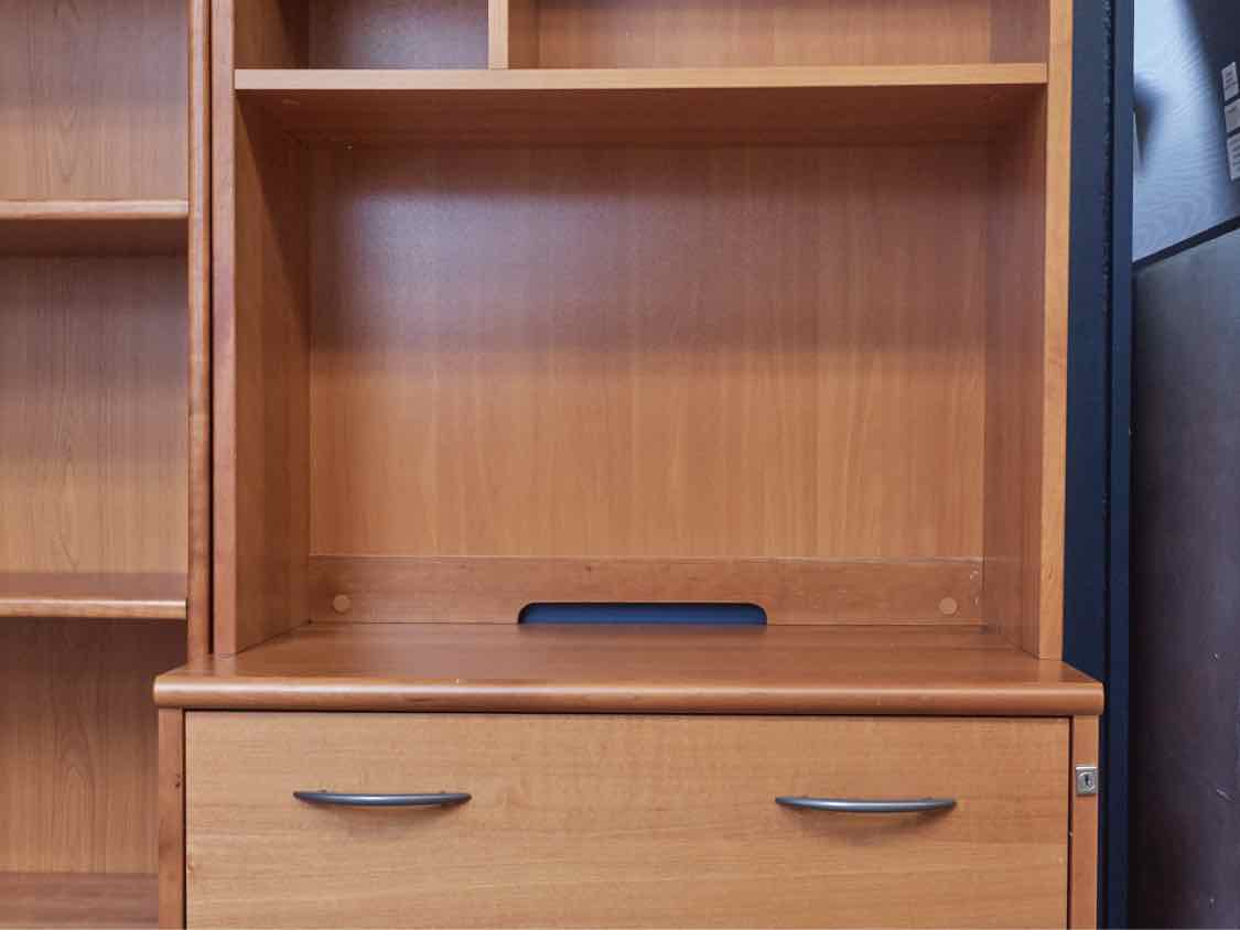 Bookcase with Lateral File Cabinet in Maple with Cherry Finish