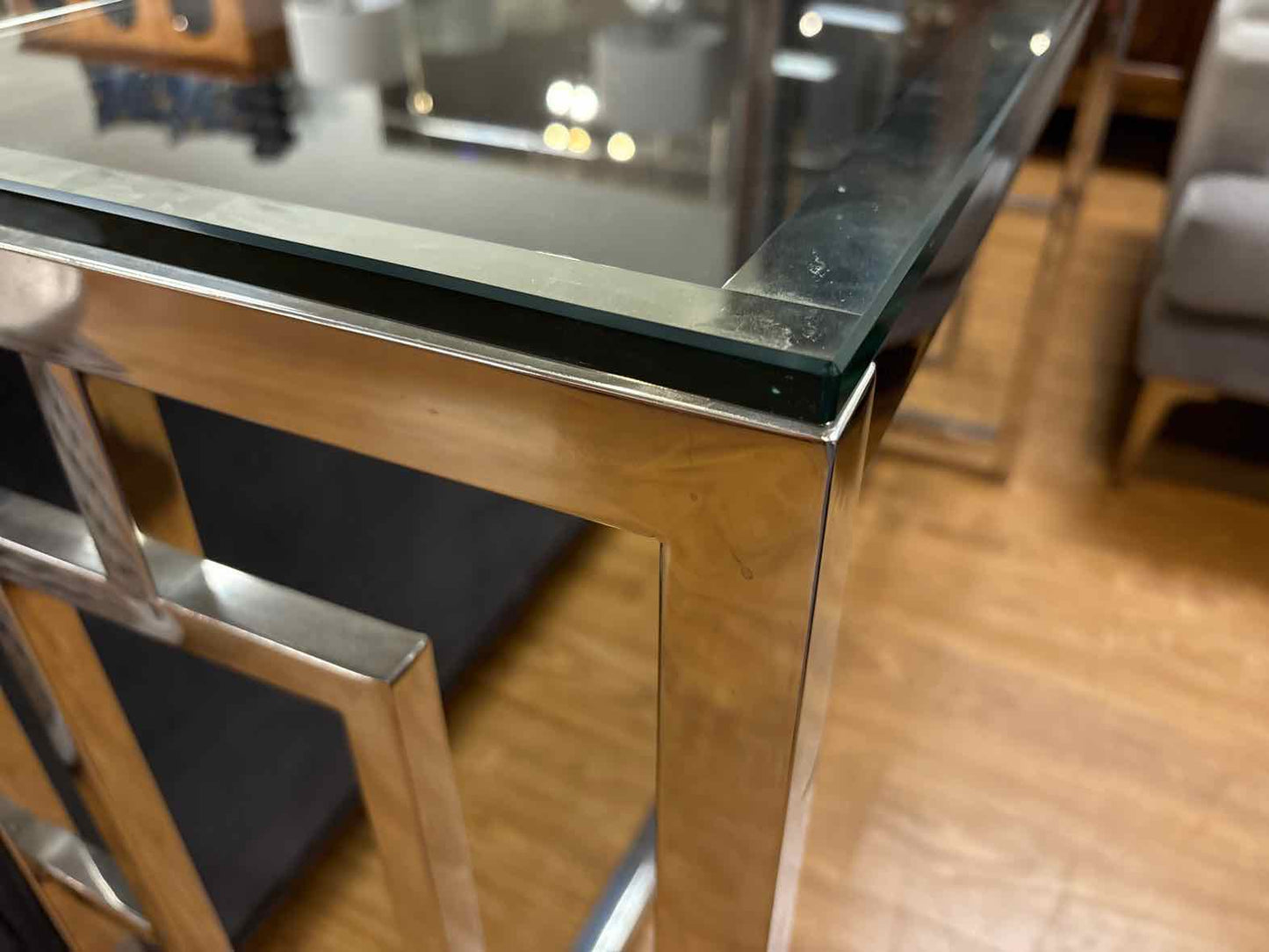 Contemporary Glass and Chrome Console