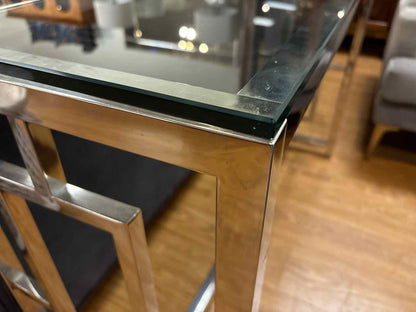 Contemporary Glass and Chrome Console