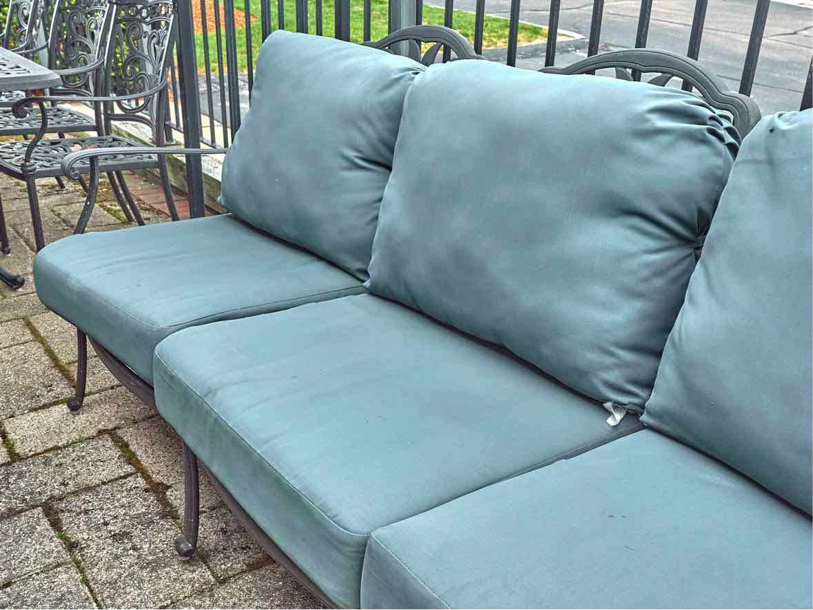 Black Cast Aluminum Outdoor Sofa & 2 Chair & Ottoman  Set
