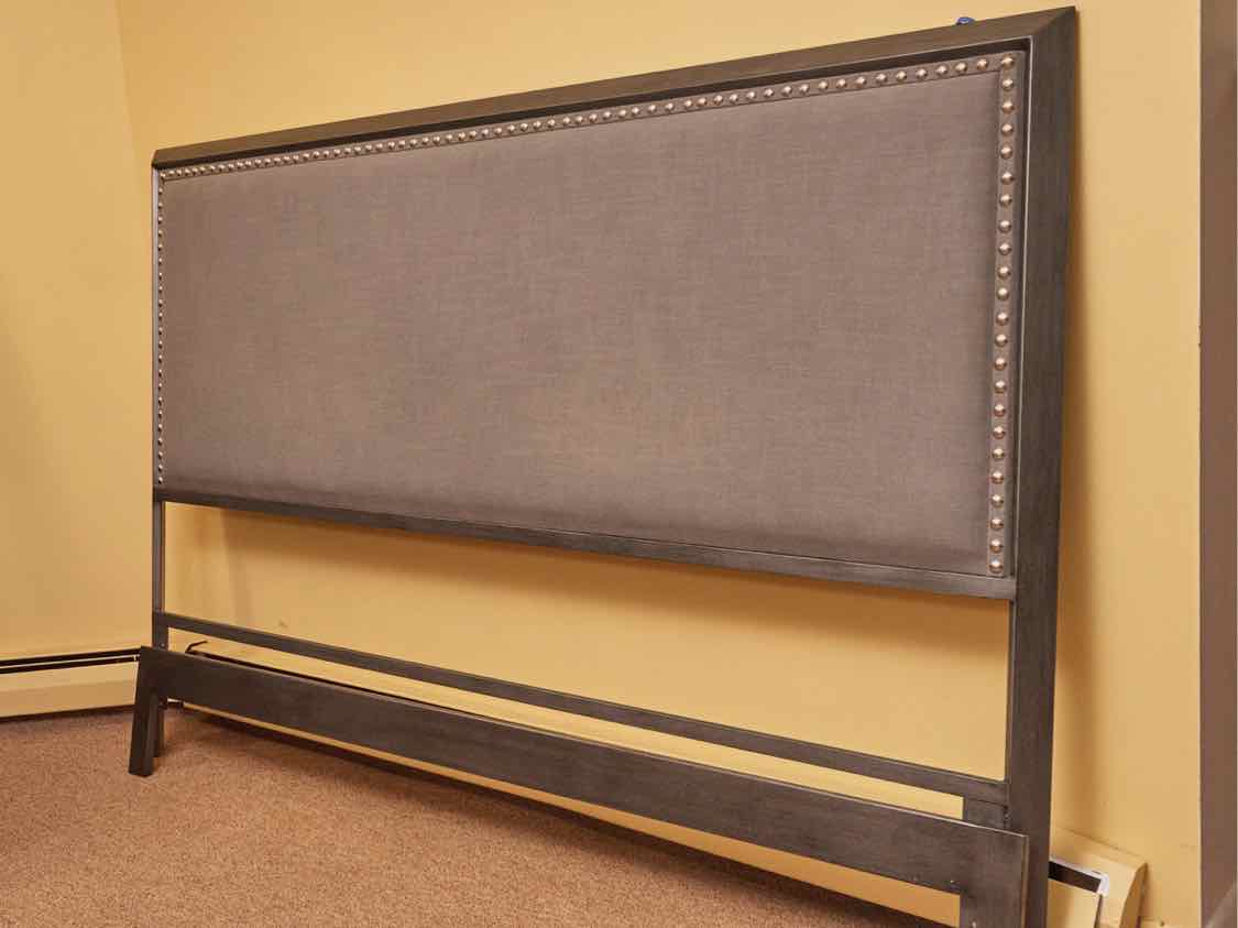 Leggett & Platts Metal Linen Upholstered Chrome Nailhead  King Bed