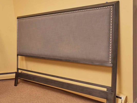 Leggett & Platts Metal Linen Upholstered Chrome Nailhead  King Bed