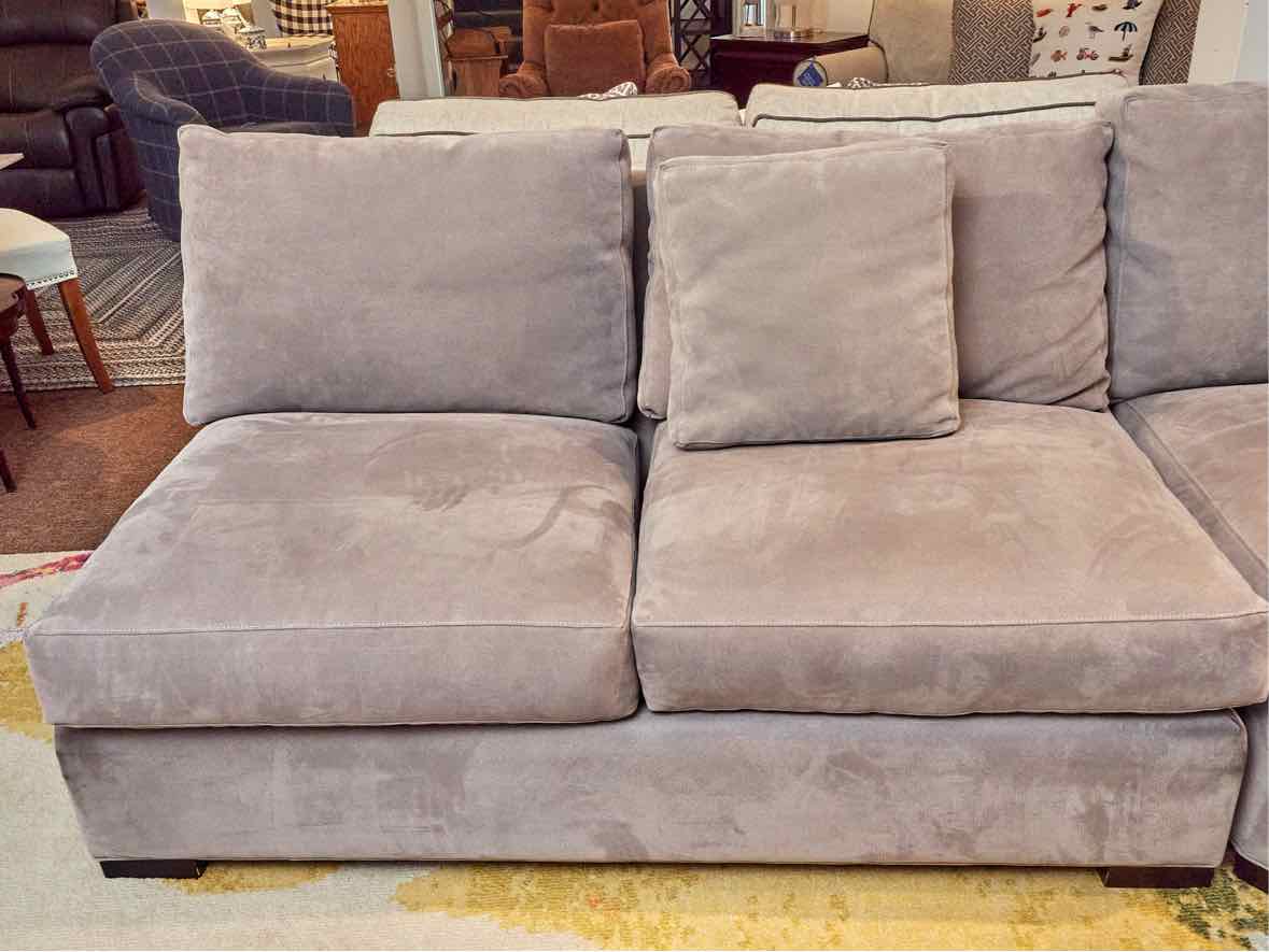 Crate & Barrel  Axis 3 Piece Armless Sectional In 'Pewter Grey' Ultra Suede
