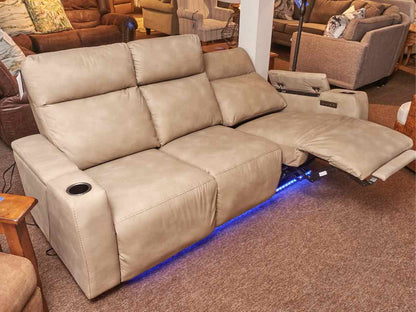 Timberland Co& Ltd Taupe Leather 3 Cushion  Reclining  Sofa