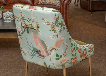 Set of (8) Anthropologie'Havenview ' Elowen Teal Floral  Dining Chairs