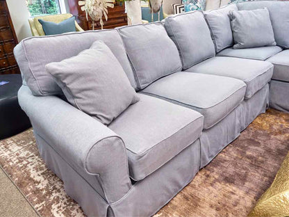 Rowe Slipcover Roll Arm Sectional in Blue