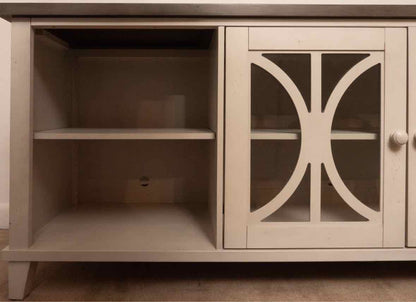 Martin Furniture Washed Gray Finish Gray Top 2 Glass Door 2 Shelf  Console