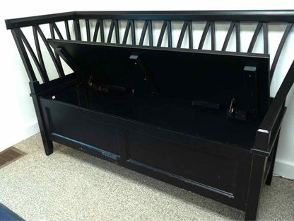 Highback Triangle Slatted Bench W/ Storage