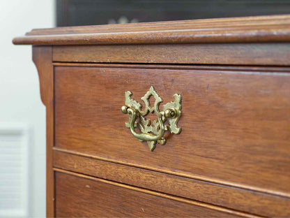 Mahogany 4 Drawer Chest with Brass Chippendale Hardware Pulls