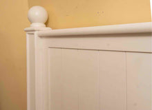 White Finish Beadboard  King Bed with Cannonball Finals