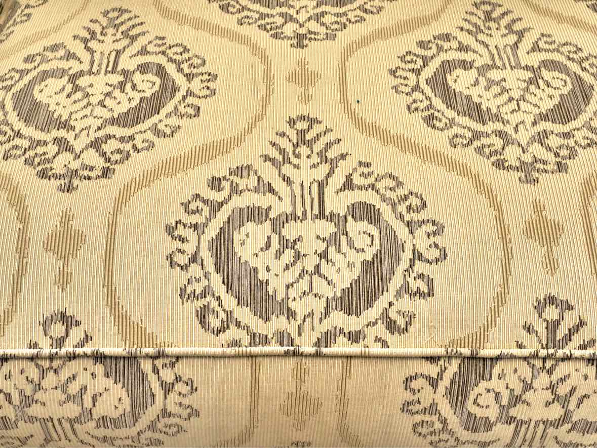 Ethan Allen Upholstered  Neutral Toned Damask Sofa