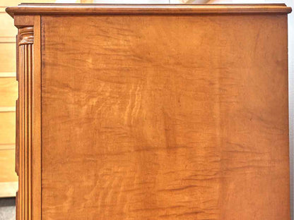 Tiger Maple 6 Drawer Dresser with Chippendale Handles