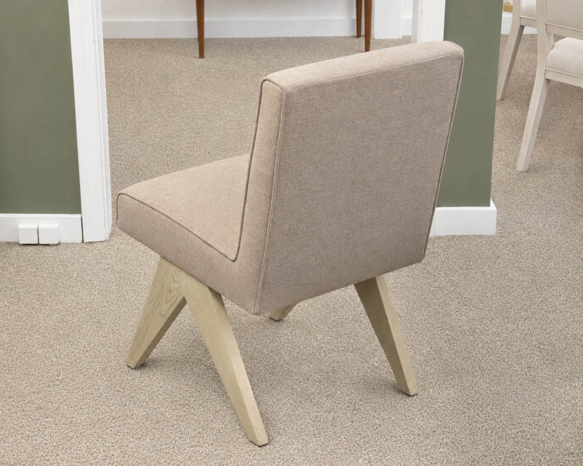 Restoration Hardware Set of 6 Jakob Fabric Dining Side Chairs in "Latte"