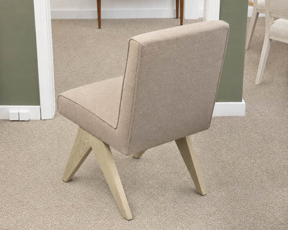 Restoration Hardware Set of 6 Jakob Fabric Dining Side Chairs in "Latte"