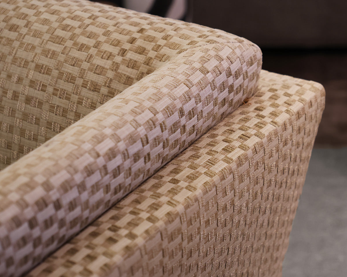 Pair of Brueton MCM Chairs in Beige Basket Weave Upholstery