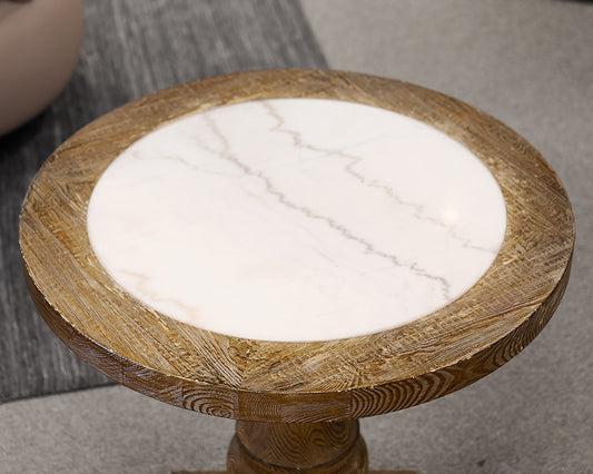 Arhaus Rustic Round Marble Top Side Table