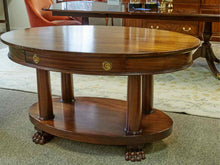 Mahogany Oval Library Table with Paw Feet