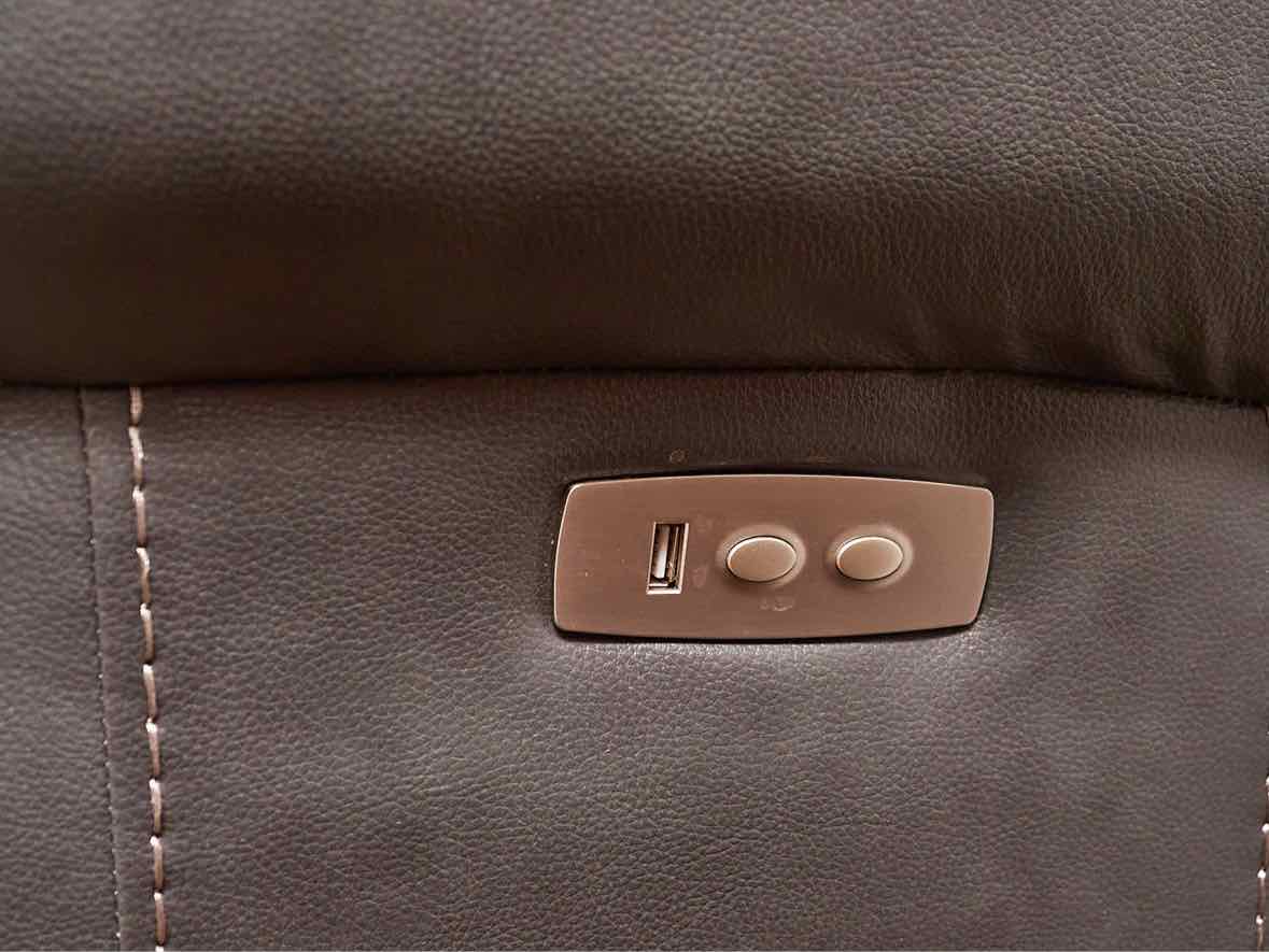 Grey Leather 2 Chair Power Recliner