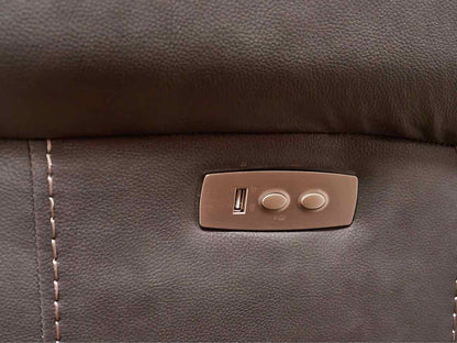 Grey Leather 2 Chair Power Recliner